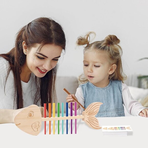 Montessori Fishbone Matching Toy Color Sorting and Sensory Matching Game Fine - Picture 6 of 6
